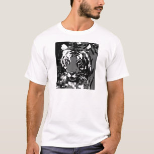 T-shirts Tigre Pop de Arte Preto Branco