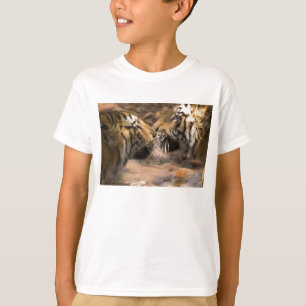 T-shirts Tigres Gatos Animais Listras Padrão Pegadas de Pat