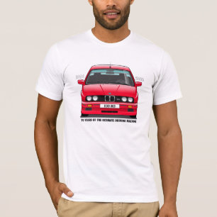 T-shirts Tipo preto (vermelho) do aniversário de BMW E30 M