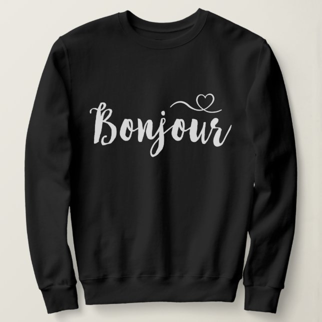 T-shirts Tipografia de Script - Bonjour (Frente do Design)