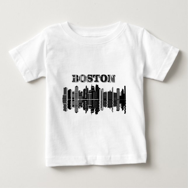 T-shirts Tipografia em Boston Skyline (Frente)