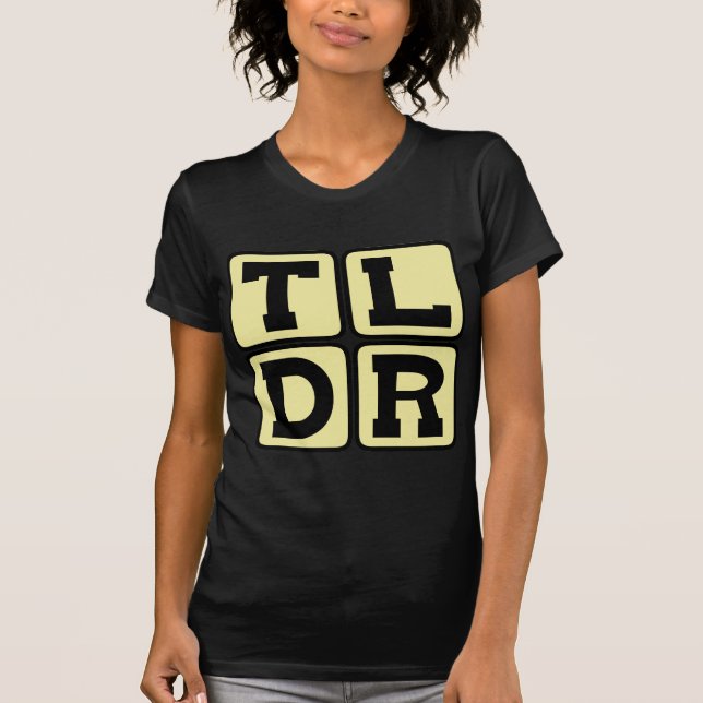 T-shirts TLDR Muito Longo Não Li TL;DR Acrônimo de Internet (Frente)