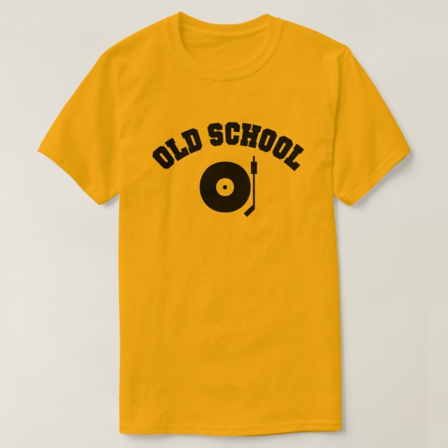 T-shirts Tocador de Discos de DJ Old School (Frente do Design)