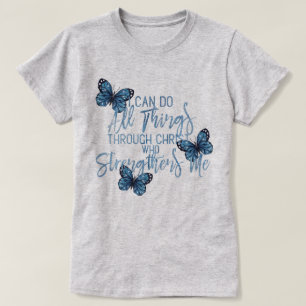 T-shirts Todas as coisas com o design azul da borboleta do