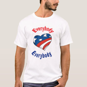 T-shirts Todos ama todos vermelho, branco & azul do T dos
