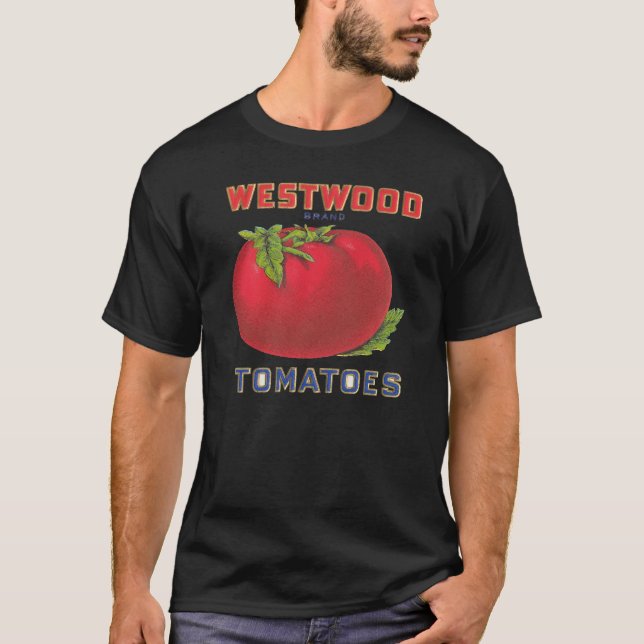 T-shirts Tomates Westwood - Etiqueta de Fruta de vindima (Frente)