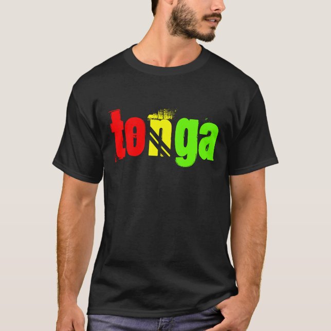 T-shirts Tonga nomeada tee em cores Reggae (Frente)