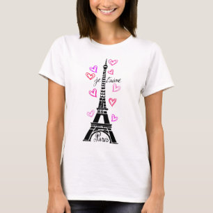 T-SHIRTS TORRE EIFFEL DE PARIS JE T'AIME E IMPRESSÃO DOS