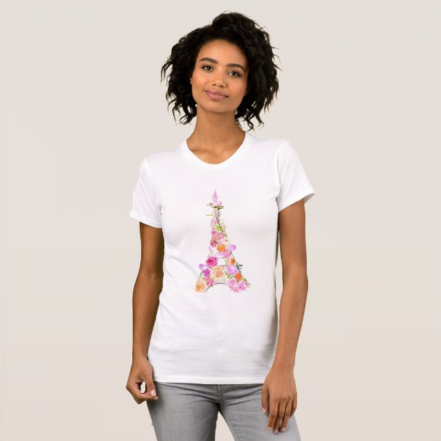 T-shirts Torre Eiffel floral (Frente Completa)