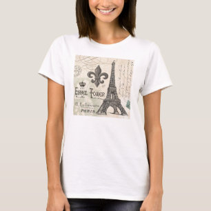 T-shirts Torre Eiffel, francesa da antiga vintagem