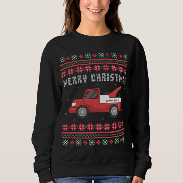 T-shirts Tow Truck Ugly Christmas Sweater (Frente)
