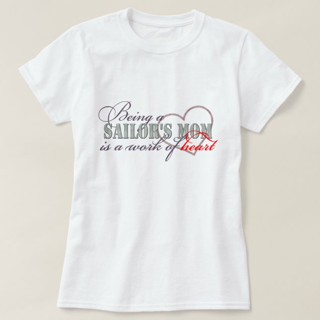 T-shirts Trabalho da mamã do marinheiro do coração (Frente do Design)