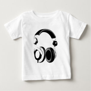 T-shirts Trabalho de arte de Auscultadores Preto e Branco