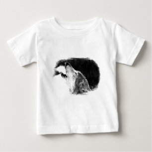 T-shirts Trabalho de arte de desenho do lobo da Cinza branc