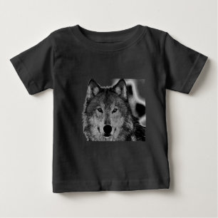 T-shirts Trabalho de arte do Lobo Negro e Branco