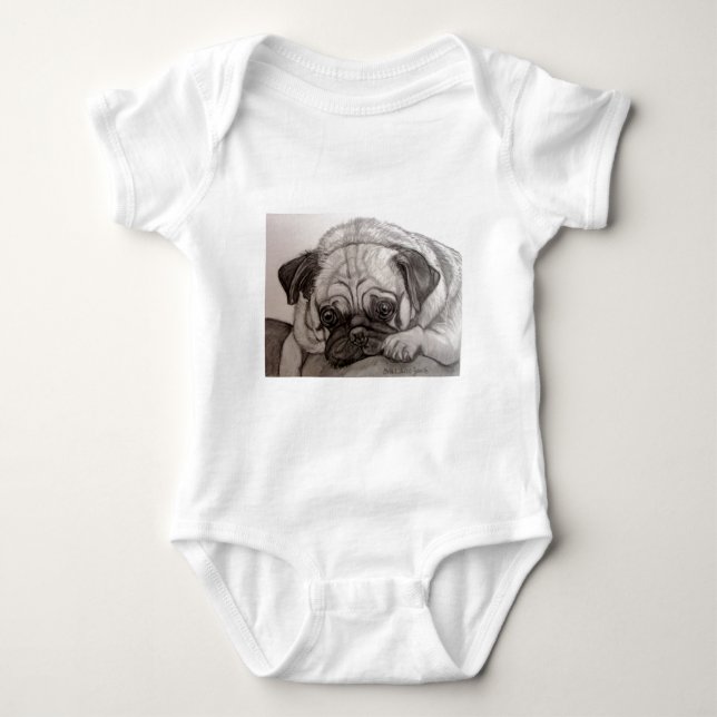 T-shirts Trabalhos de arte adoráveis do Pug pela canção de (Frente)