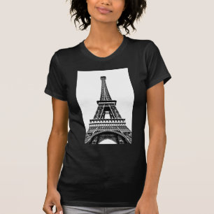 T-shirts Trabalhos de arte brancos pretos da arte de Paris