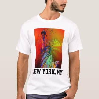 T-shirts Traje Psicodélico NYC Arco-Íris Colorido Estátua d