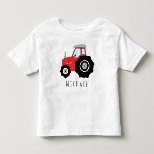 T-shirts Trator do Red Farmer do Menino Personalizado com N