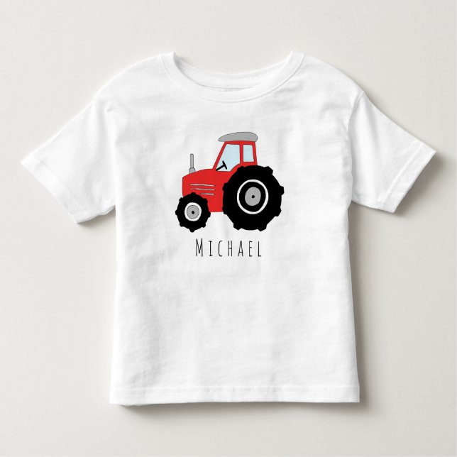 T-shirts Trator do Red Farmer do Menino Personalizado com N (Frente)