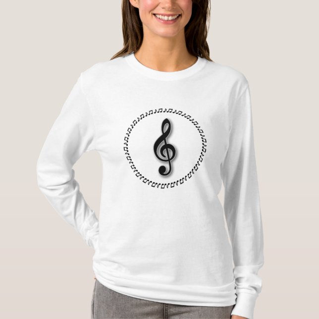 T-shirts Treble Clef Music Note Design (Frente)