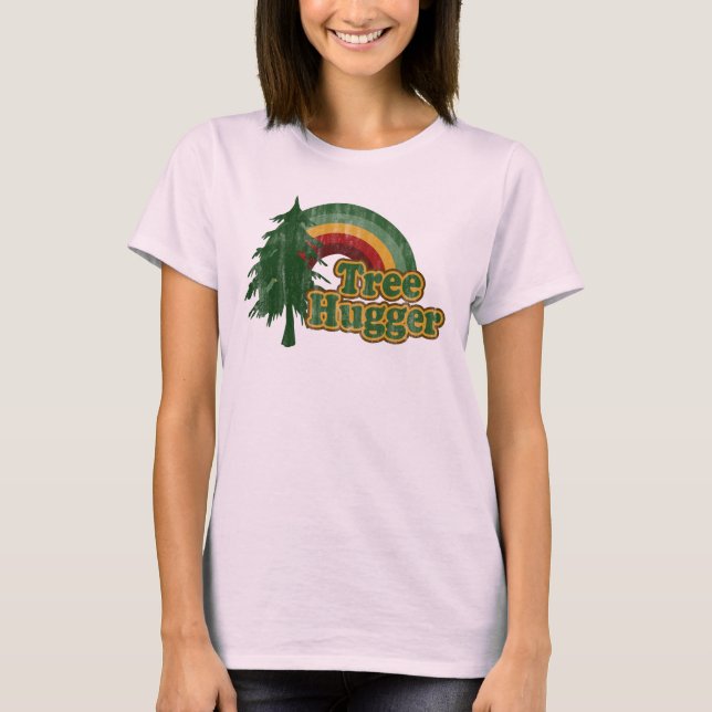 T-shirts Tree Hugger Hippie Rainbow (Frente)
