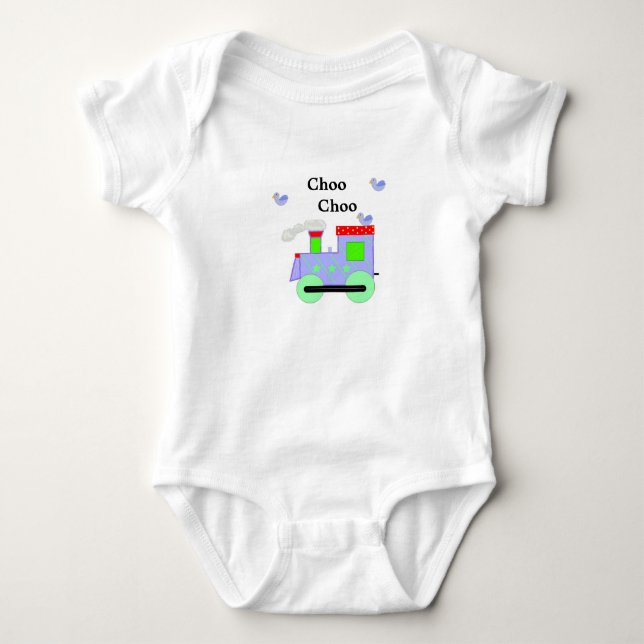 T-shirts Trem Choo Choo com Pássaros Azuis (Frente)