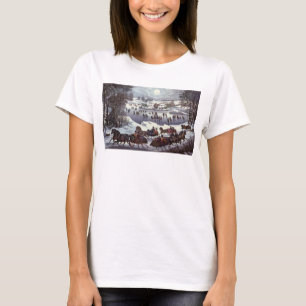 T-shirts Trenós de Natal Antigos, Parque Central no Inverno