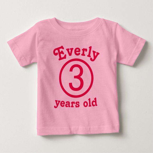 T-shirts Três Anos de Idade Rosa Personalizado (Frente)