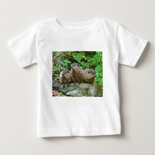 T-shirts Três Bebês Groundhogs (Frente)