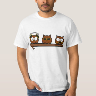 T-shirts Três corujas subtis sábias