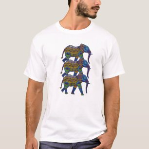 T-shirts Três Elefantes Mosaicos Coloridos