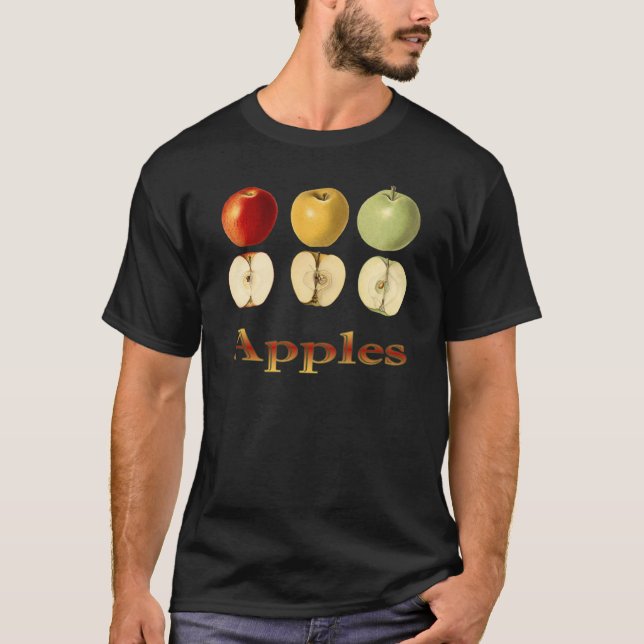 T-shirts Três Maçãs ~ Fruta Botânica ~ Qualquer Cor Traseir (Frente)