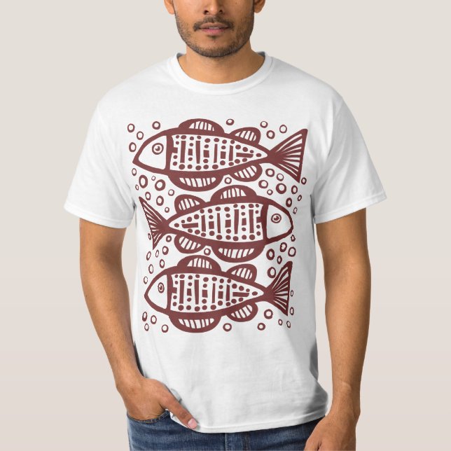 T-shirts Três Peixes - Castanho Escuro (Frente)