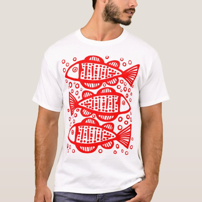 T-shirts Três Peixes - Vermelho (Frente)