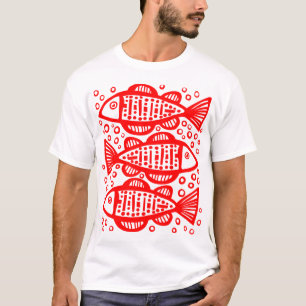 T-shirts Três Peixes - Vermelho