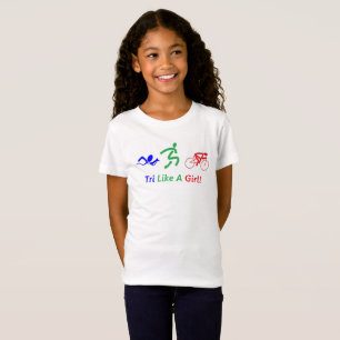 T-shirts Tri como uma engrenagem do Triathlon da menina