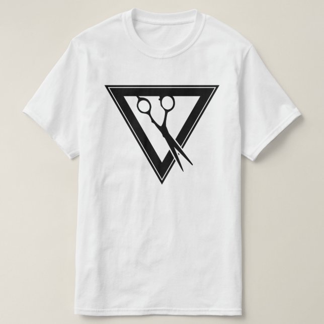 T-shirts triângulo com tesoura capilar (Frente do Design)