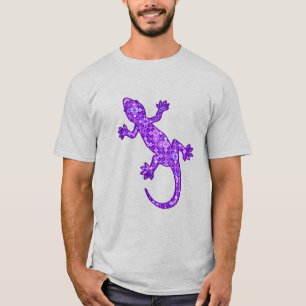 T-shirts Tribal batik Gecko - violeta e ametista roxo
