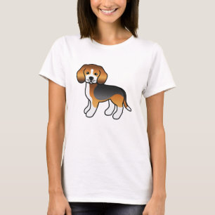 T-shirts Tricolor Cute Cartoon Beagle Raça Cão