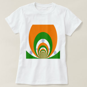 T-shirts Tricolor de um açafrão muito profundo, GREEN branc