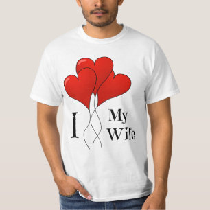 T-shirts Trío de Balões Vermelhos em Forma de Coração Eu Am