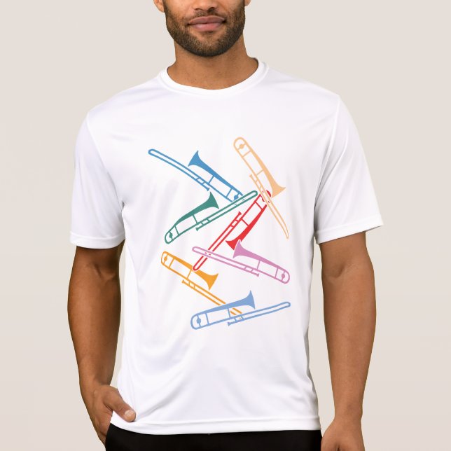 T-shirts Trombones coloridos (Frente)