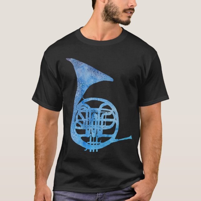 T-shirts Trompa francesa azul elétrica (Frente)