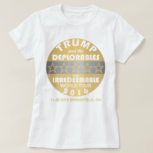 T-shirts Trump E Deplorables World Tour Engraçam (Frente do Design)