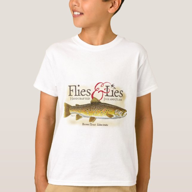 T-shirts Truta de Brown das moscas & das mentiras (Frente)