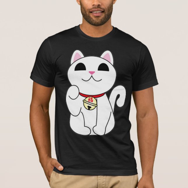 T-shirts tshirt afortunado do gato (Frente)