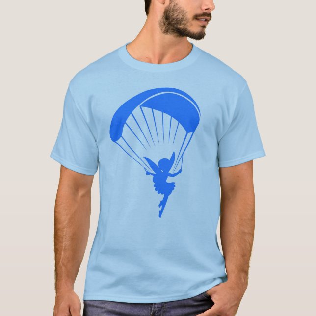 T-shirts Tshirt azul do duende do parapente (Frente)