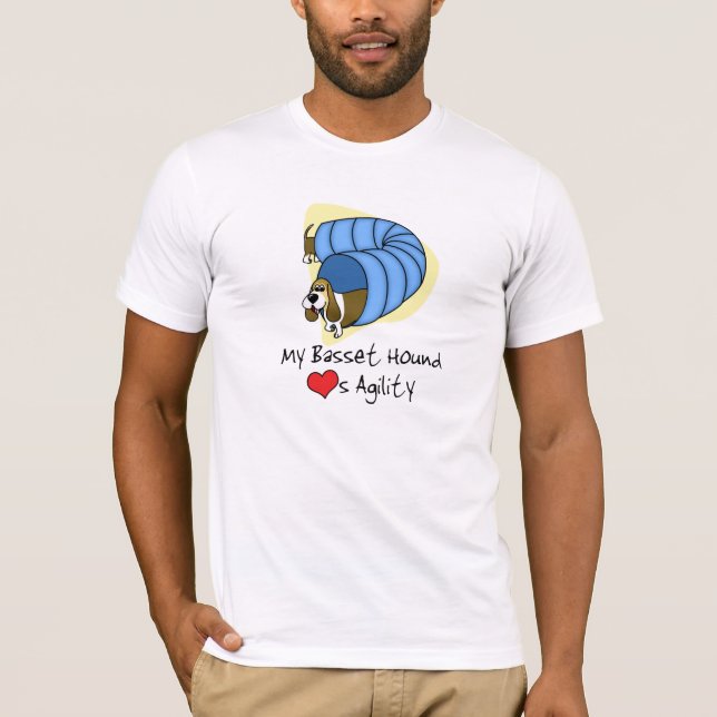 T-shirts TShirt da agilidade do Basset dos desenhos (Frente)