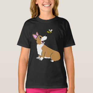 T-shirts TShirt da campainha da menina da abelha do Corgi